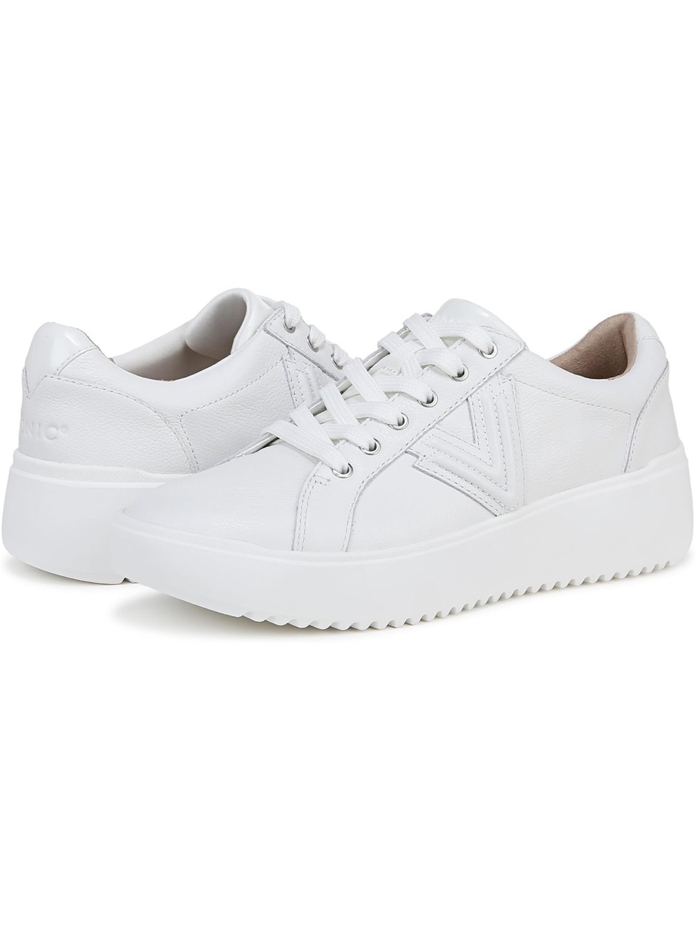 NIB Vionic Kearny White Leather Platform Sneakers Women’s Size 8